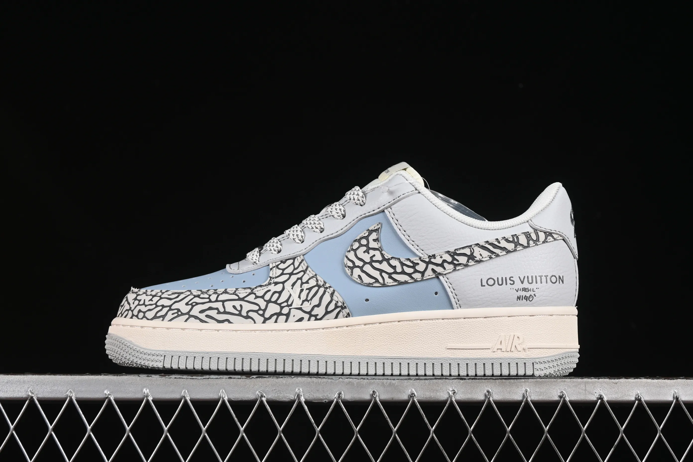 All categories Nk Air Force 1 Air Force series Nk Air Force 1 Low Air Force low top Nike Air Force 1'07 Low LV joint gray blue stone pattern Air Force 1 low top casual sneakers ZH2598-307